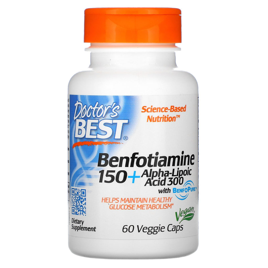 Doctor's Best, Benfotiamine 150 + Alpha-Lipoic Acid 300, 60 Veggie Caps