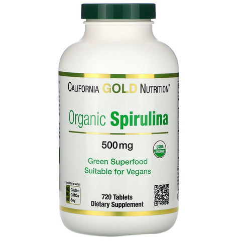 California Gold Nutrition, Organic Spirulina, USDA Organic, 500 mg, 720 Tablets