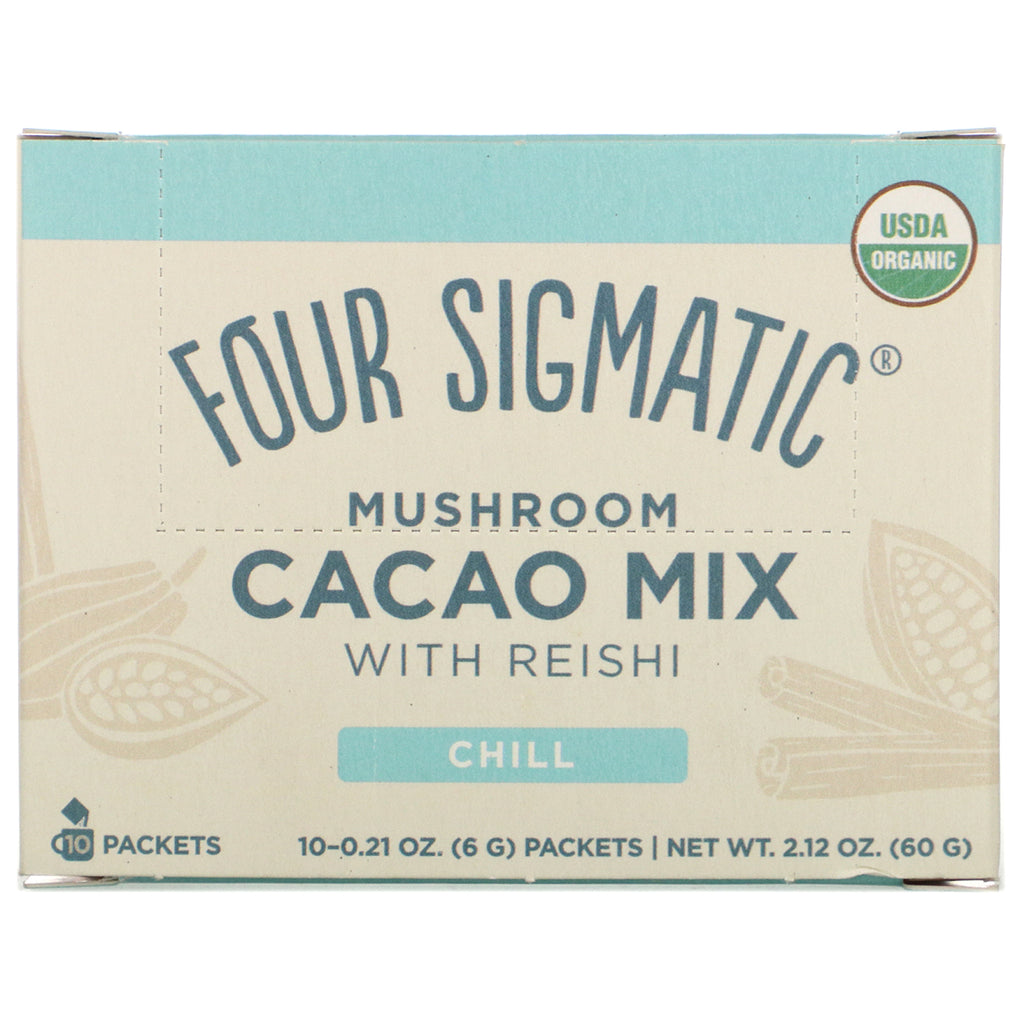 Four Sigmatic, Mushroom Cacao Mix with Reishi, 10 Packets, 0.21 oz (6 g) Each