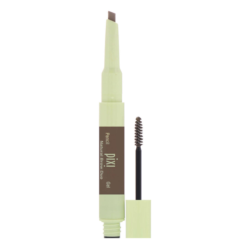 Pixi Beauty, 2-In-1 Natural Brow Duo, Waterproof Brow Pencil & Gel, Natural Brown, Pencil 0.007 oz (0.2 g) - Gel 0.084 fl oz (2.5 ml)