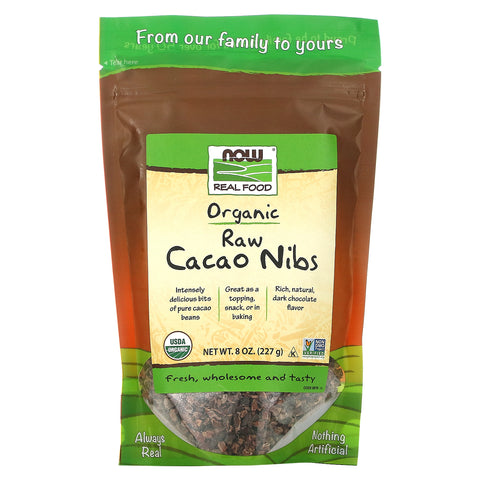 Now Foods, Real Food, Organic Raw Cacao Nibs, 8 oz (227 g)