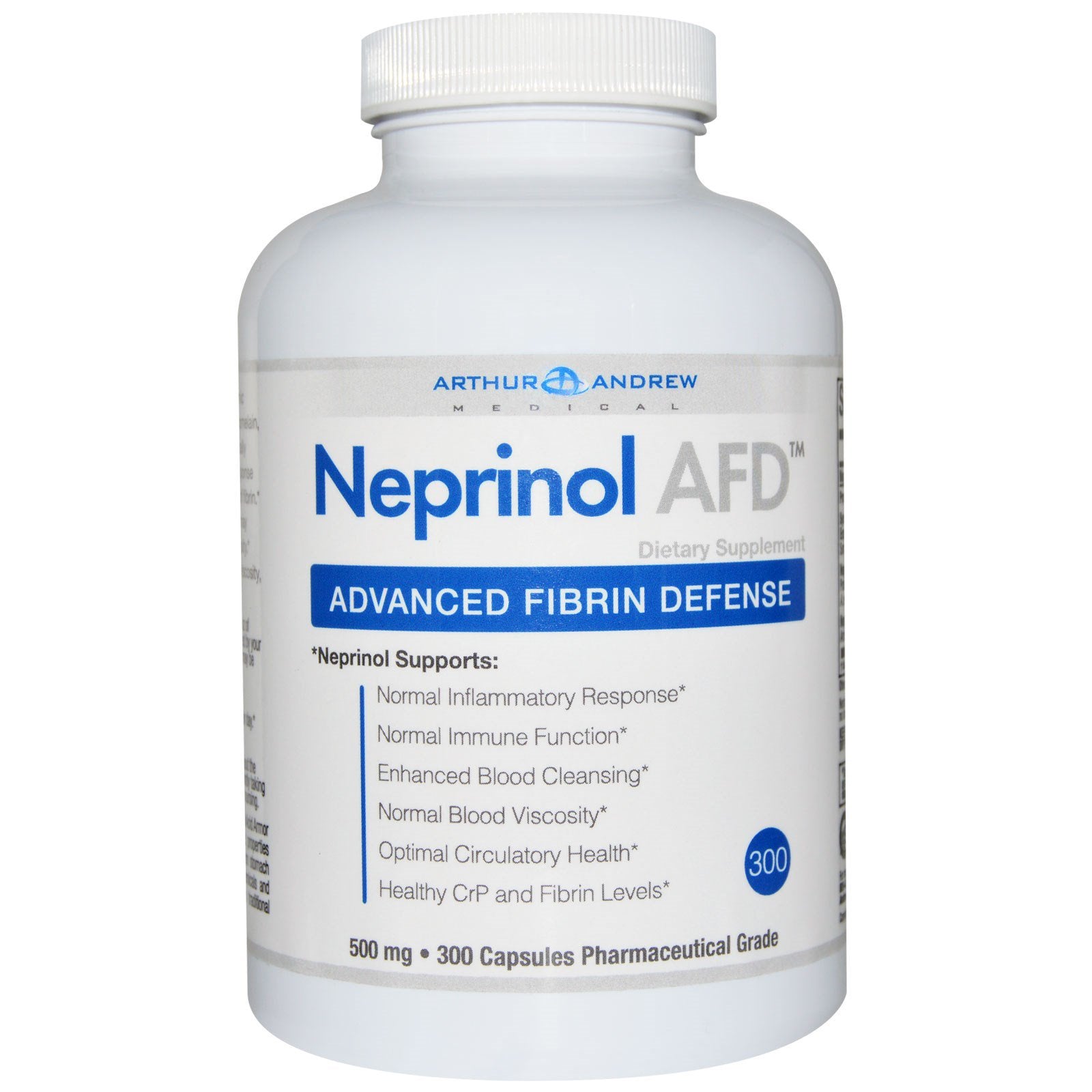 Arthur Andrew Medical, Neprinol AFD, Advanced Fibrin Defense, 500 mg, 300 Capsules