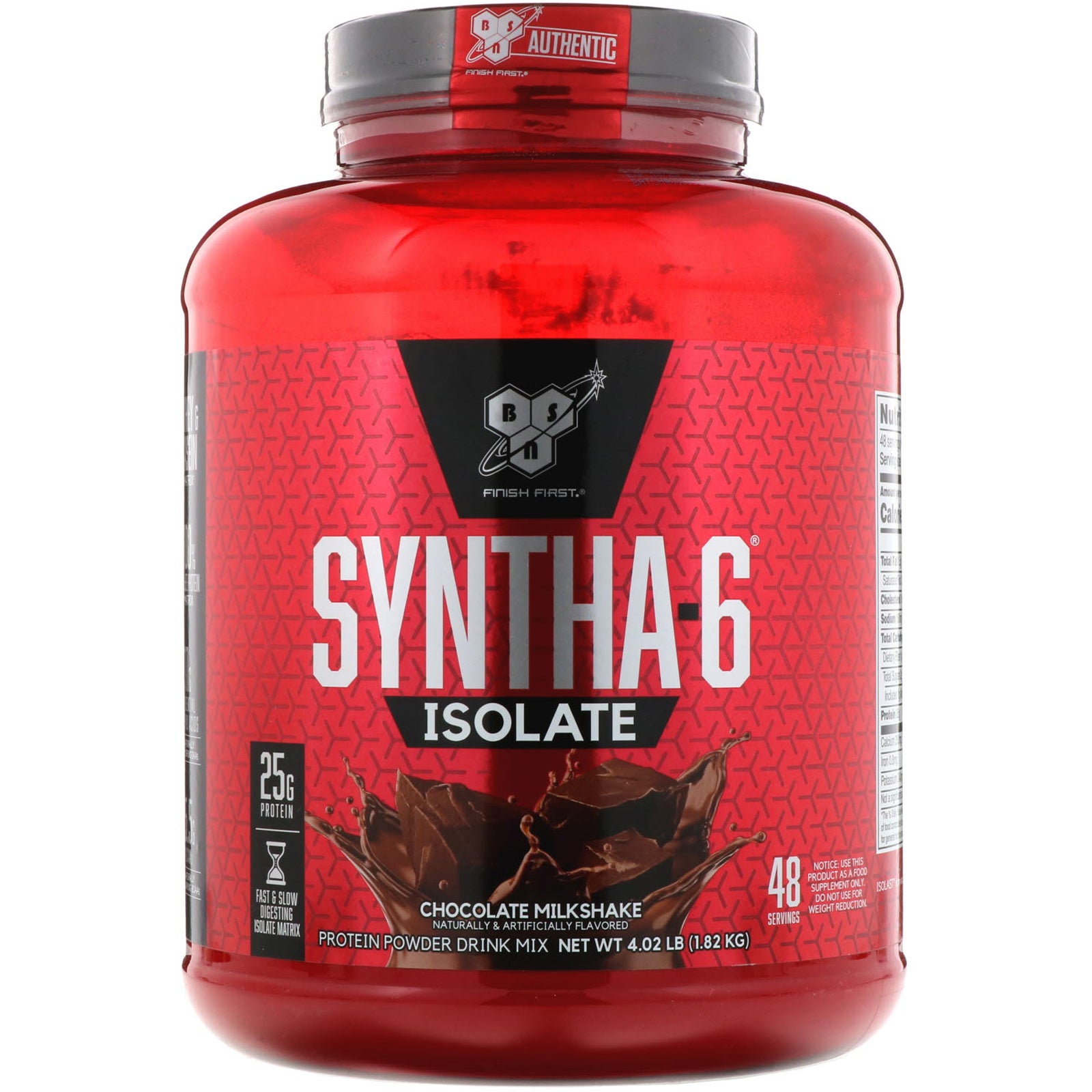 BSN, Syntha-6 Isolate, Protein Powder Drink Mix, Chocolate Milkshake, 4.02 lb (1.82 kg)