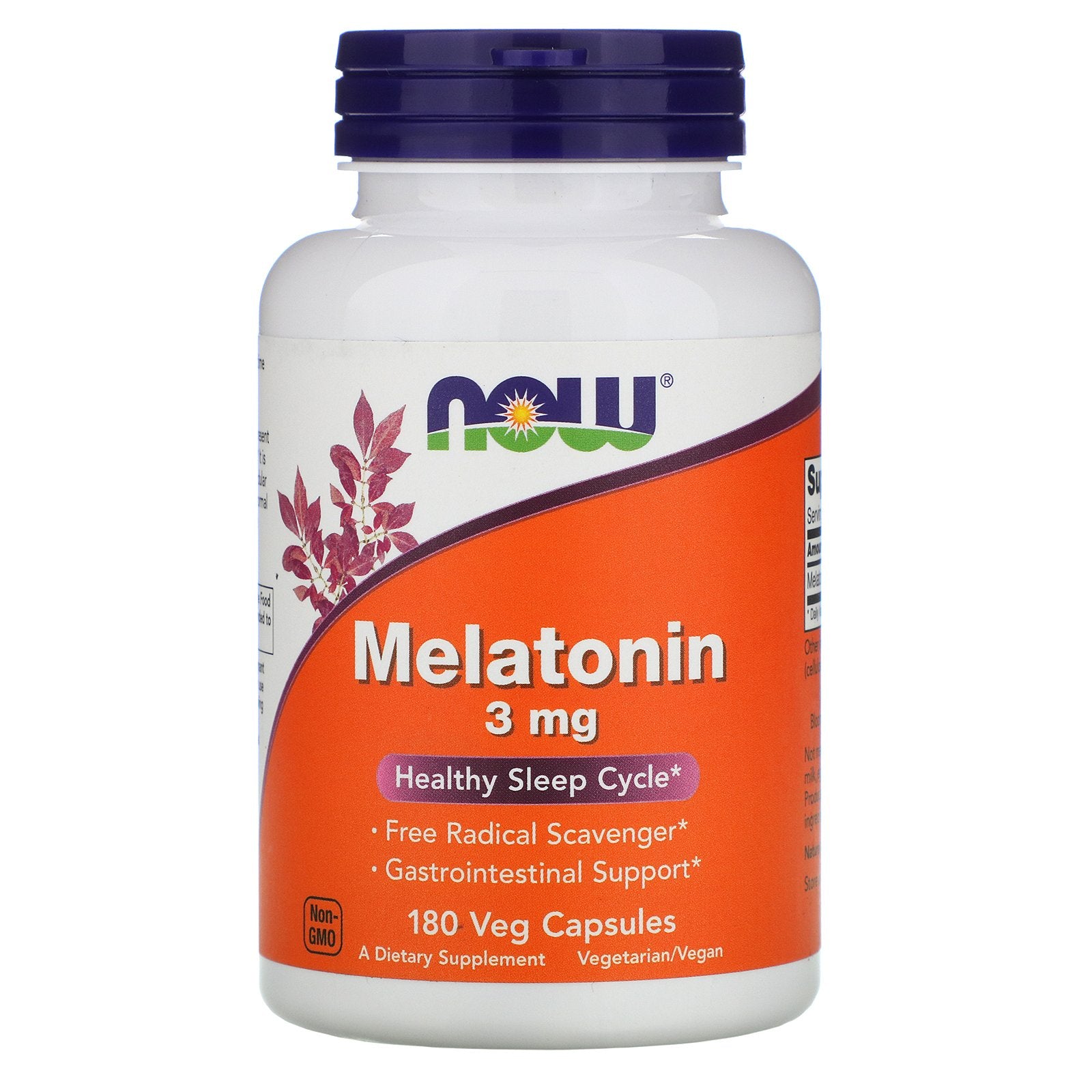 Now Foods, Melatonin, 3 mg, 180 Veg Capsules