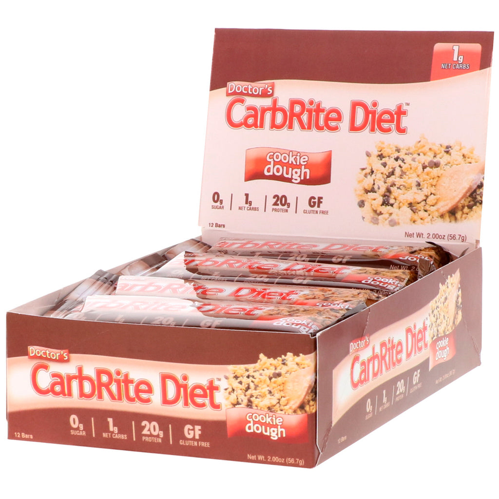 Universal Nutrition, Doctor's CarbRite Diet Bars, Cookie Dough, 12 Bars, 2 oz (56.7 g) Each