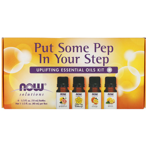 Now Foods, Essential Oils Kit, Put Some Pep in Your Step, Uplifting , 4 Bottles, 1/3 fl oz (10 ml)