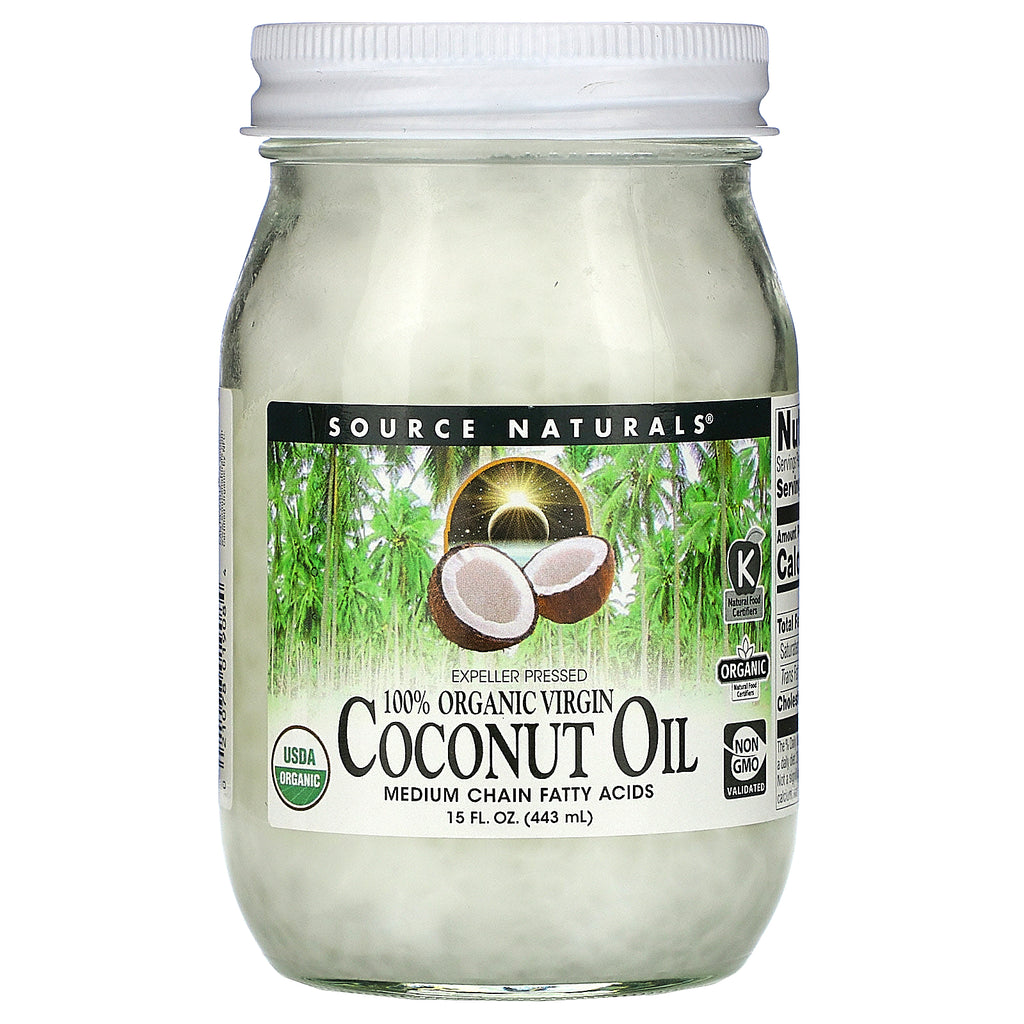 Source Naturals, 100% Organic Virgin, Coconut Oil, 15 fl oz. (443 ml)