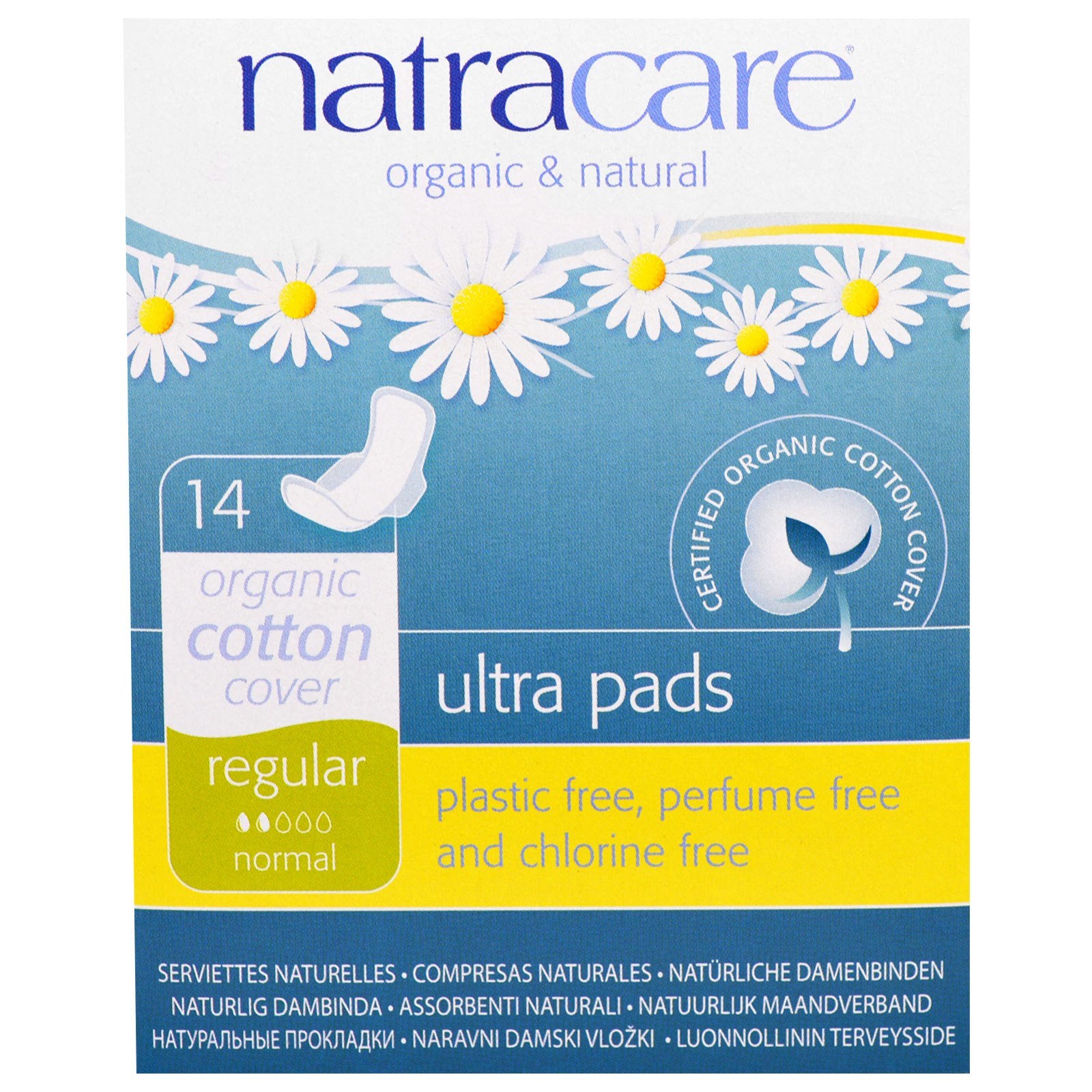 Natracare, Ultra Pads, Organic Cotton Cover, Regular, Normal, 14 Pads