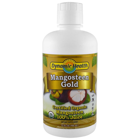 Dynamic Health  Laboratories, Certified Organic Mangosteen Gold, 100% Juice, 32 fl oz (946 ml)