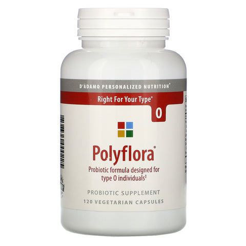 D'adamo, Polyflora, Probiotic Formula Designed for Blood Type O, 120 Vegetarian Capsules