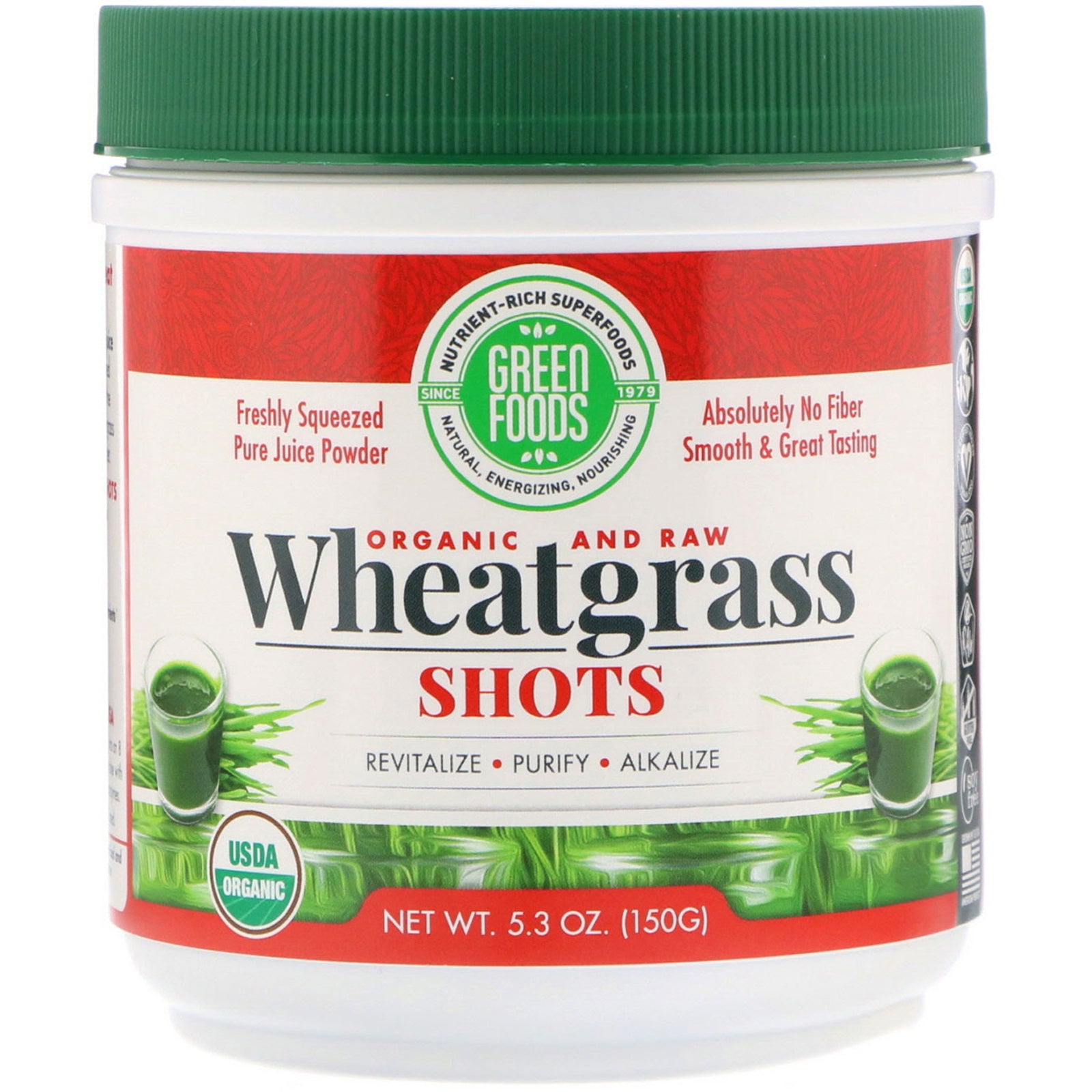 Green Foods, Organic & Raw, Wheatgrass Shots, 5.3 oz (150 g)