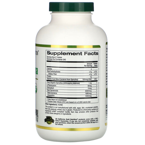 California Gold Nutrition,  Spirulina, USDA , 500 mg, 720 Tablets