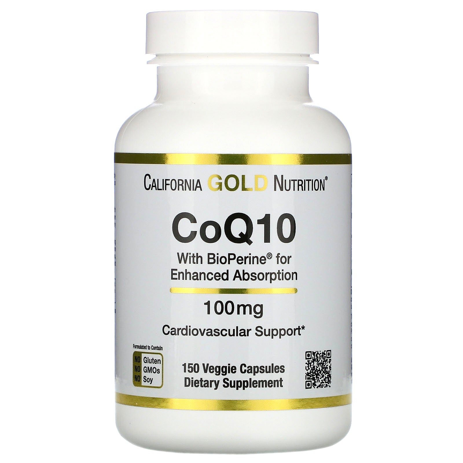 California Gold Nutrition, CoQ10 USP with Bioperine, 100 mg, 150 Veggie Capsules
