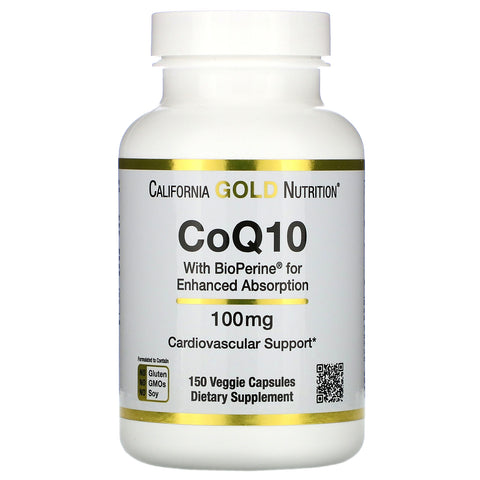 California Gold Nutrition, CoQ10 USP with Bioperine, 100 mg, 150 Veggie Capsules