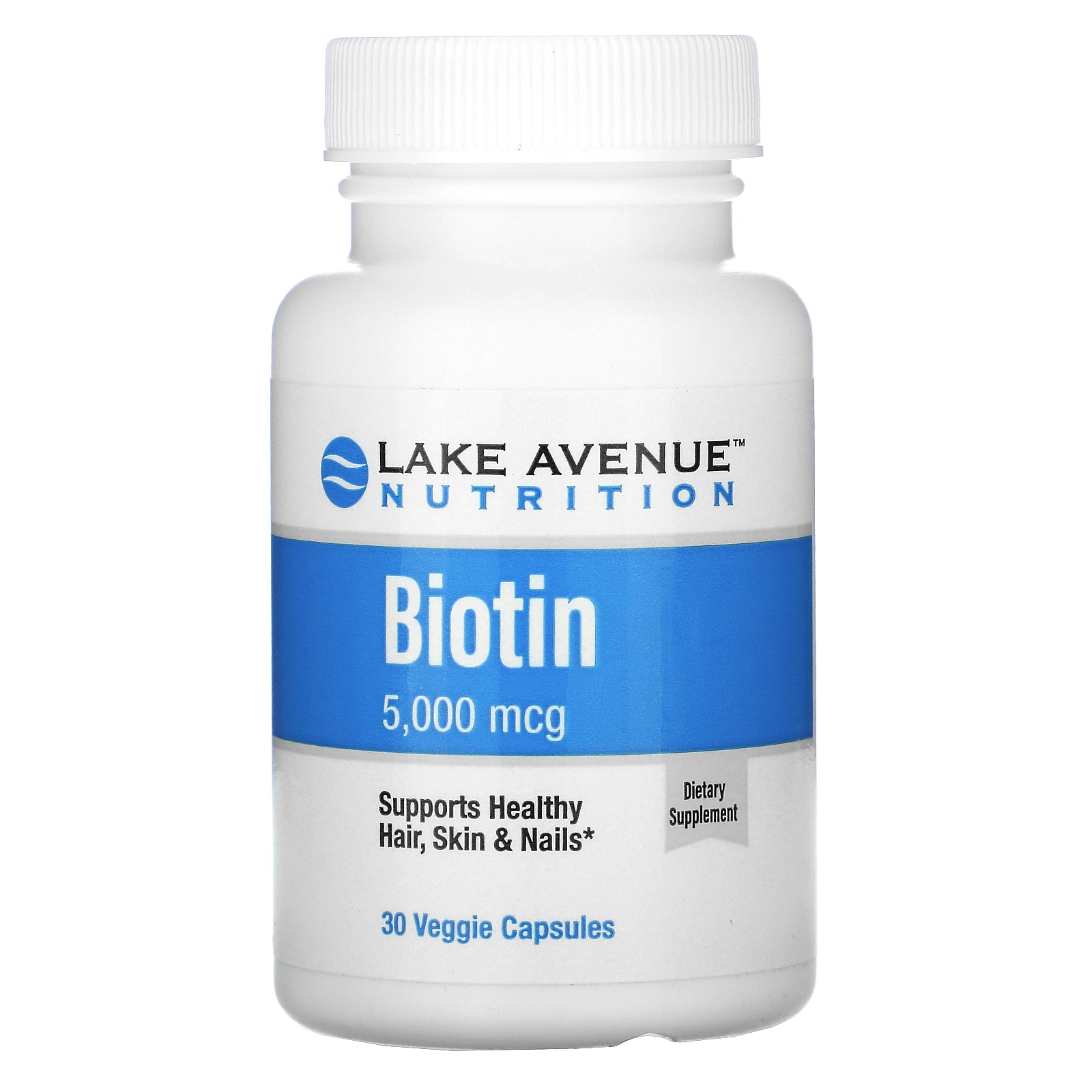 Lake Avenue Nutrition, Biotin, 5,000 mcg, 30 Veggie Capsules