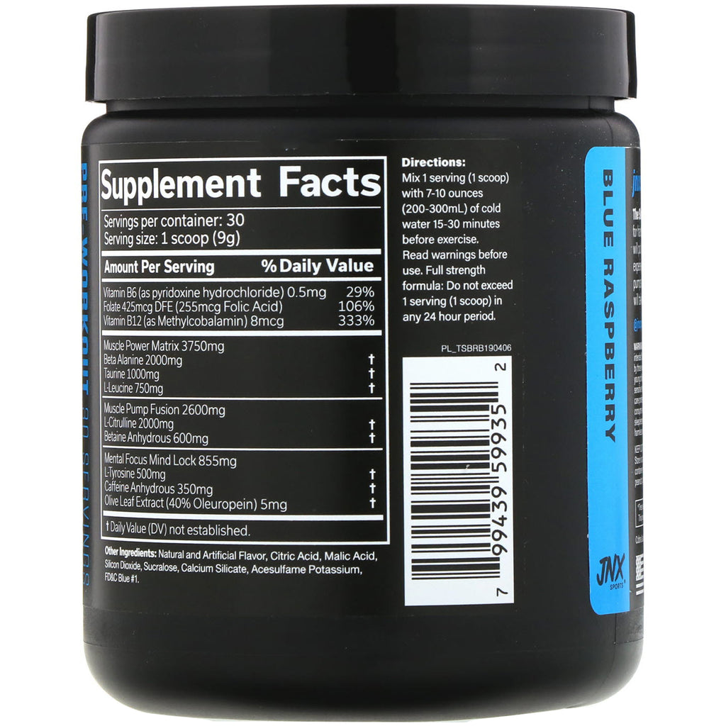 JNX Sports, The Shadow, Pre-Workout, Blue Raspberry, 9.5 oz (270 g)