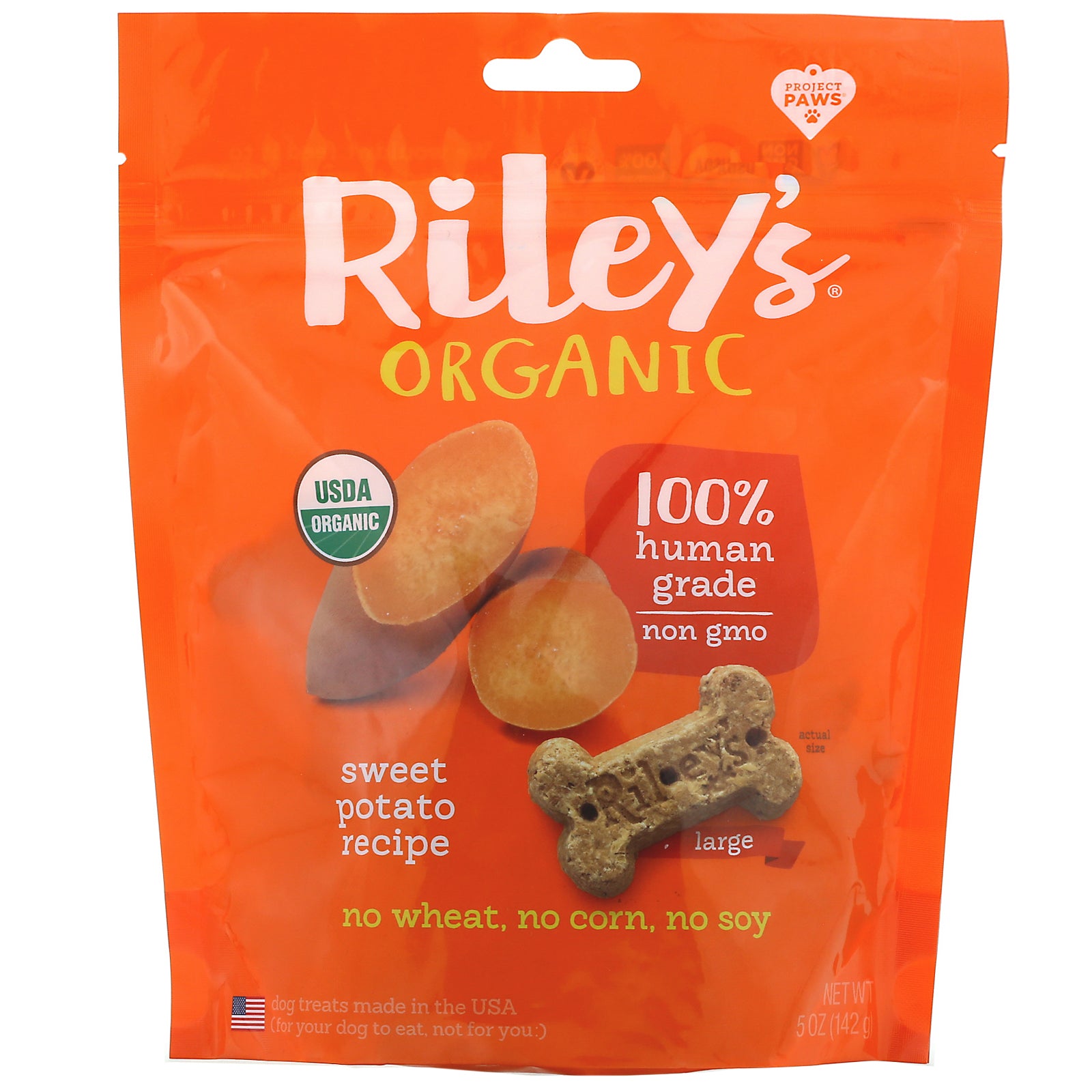 Riley’s Organics, Dog Treats, Large Bone, Sweet Potato Recipe, 5 oz (142 g)