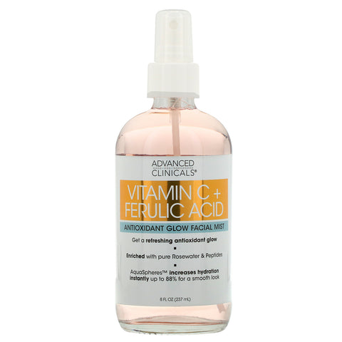 Advanced Clinicals, Vitamin C + Ferulic Acid, Antioxidant Glow Facial Mist, 8 fl oz (237 ml)