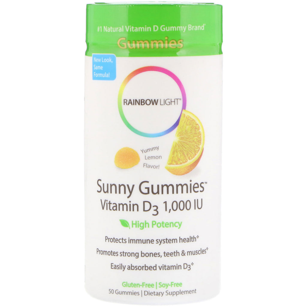 Rainbow Light, Sunny Gummies, Vitamin D3 , Lemon Flavor, 1,000 IU, 50 Gummies