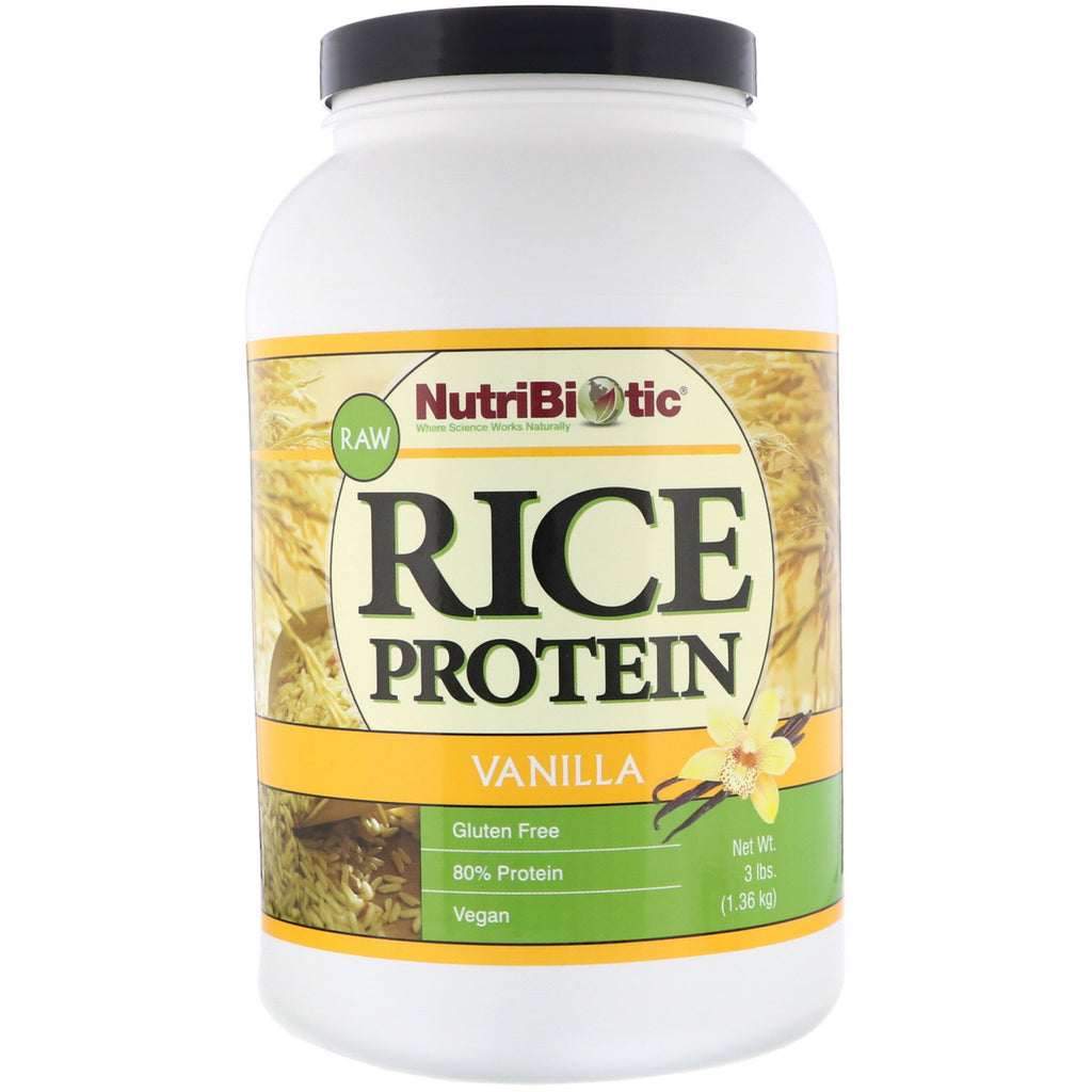 NutriBiotic, Raw Rice Protein, Vanilla, 3 lb (1.36 kg)