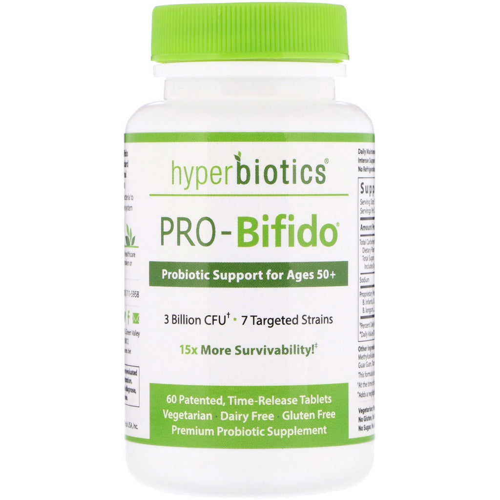 Hyperbiotics, PRO-Bifido, Probiotic Support for Ages 50+, 60 Time-Release Tablets