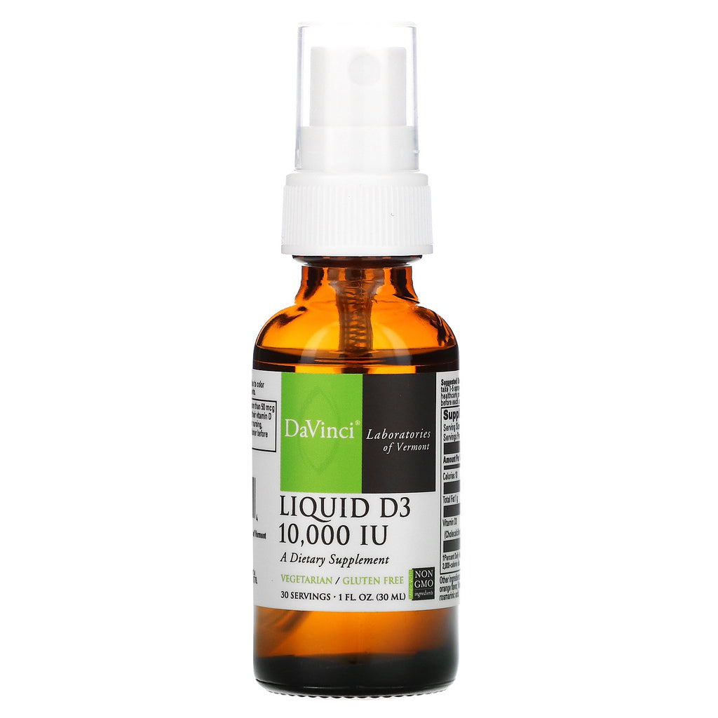 DaVinci Laboratories of Vermont, Liquid D3, 10,000 IU, 1 fl oz (30 ml)