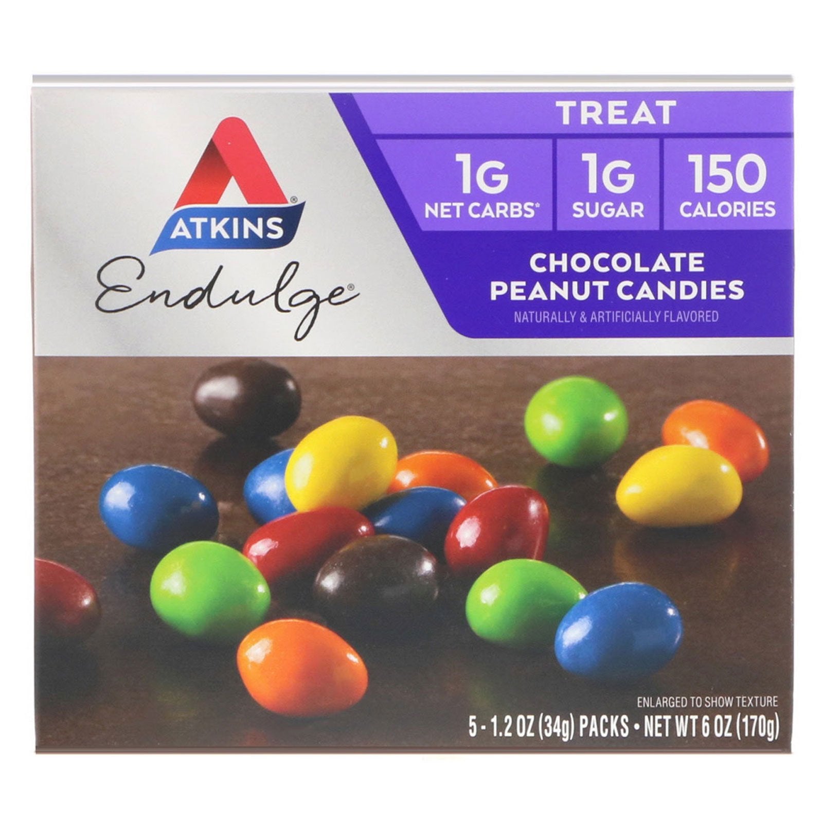 Atkins, Endulge, Chocolate Peanut Candies, 5 Packs, 1.2 oz (34 g) Each