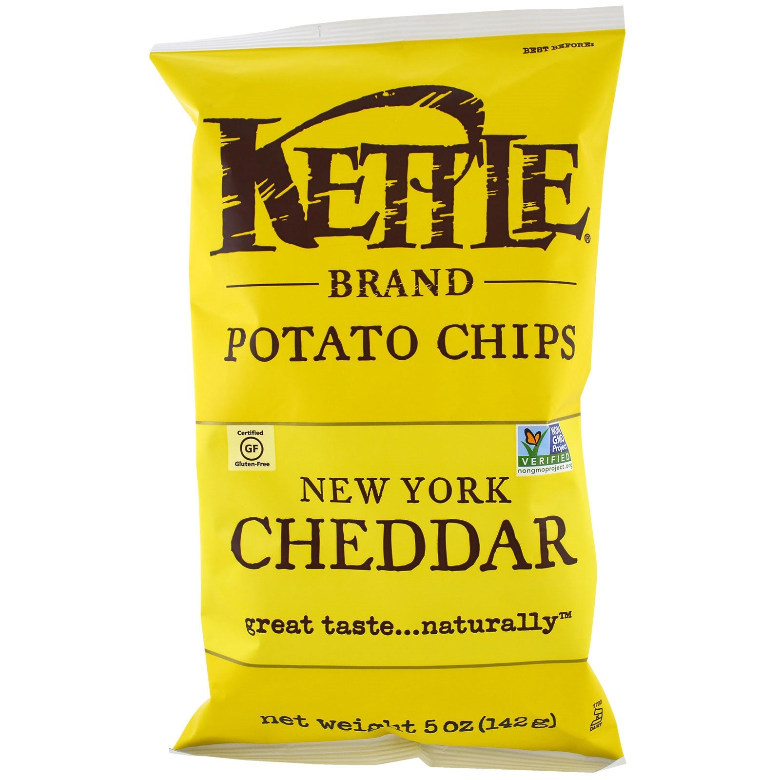 Kettle Foods, Potato Chips, New York Cheddar, 5 oz (142 g)