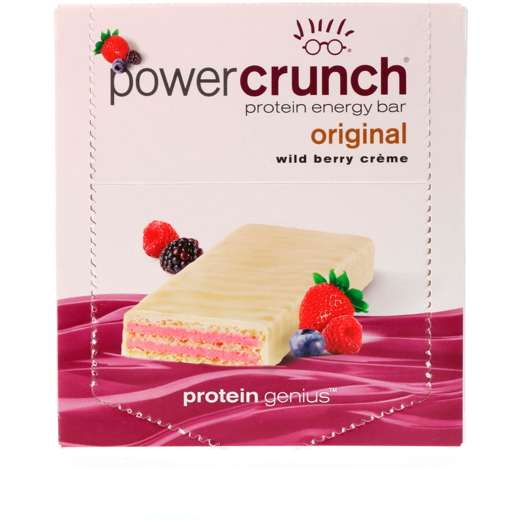 BNRG, Power Crunch Protein Energy Bar, Wild Berry Creme, 12 Bars, 1.4 oz (40 g) Each