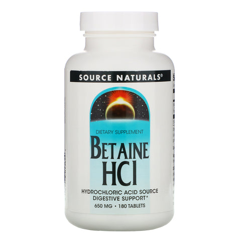 Source Naturals, Betaine HCl, 650 mg, 180 Tablets