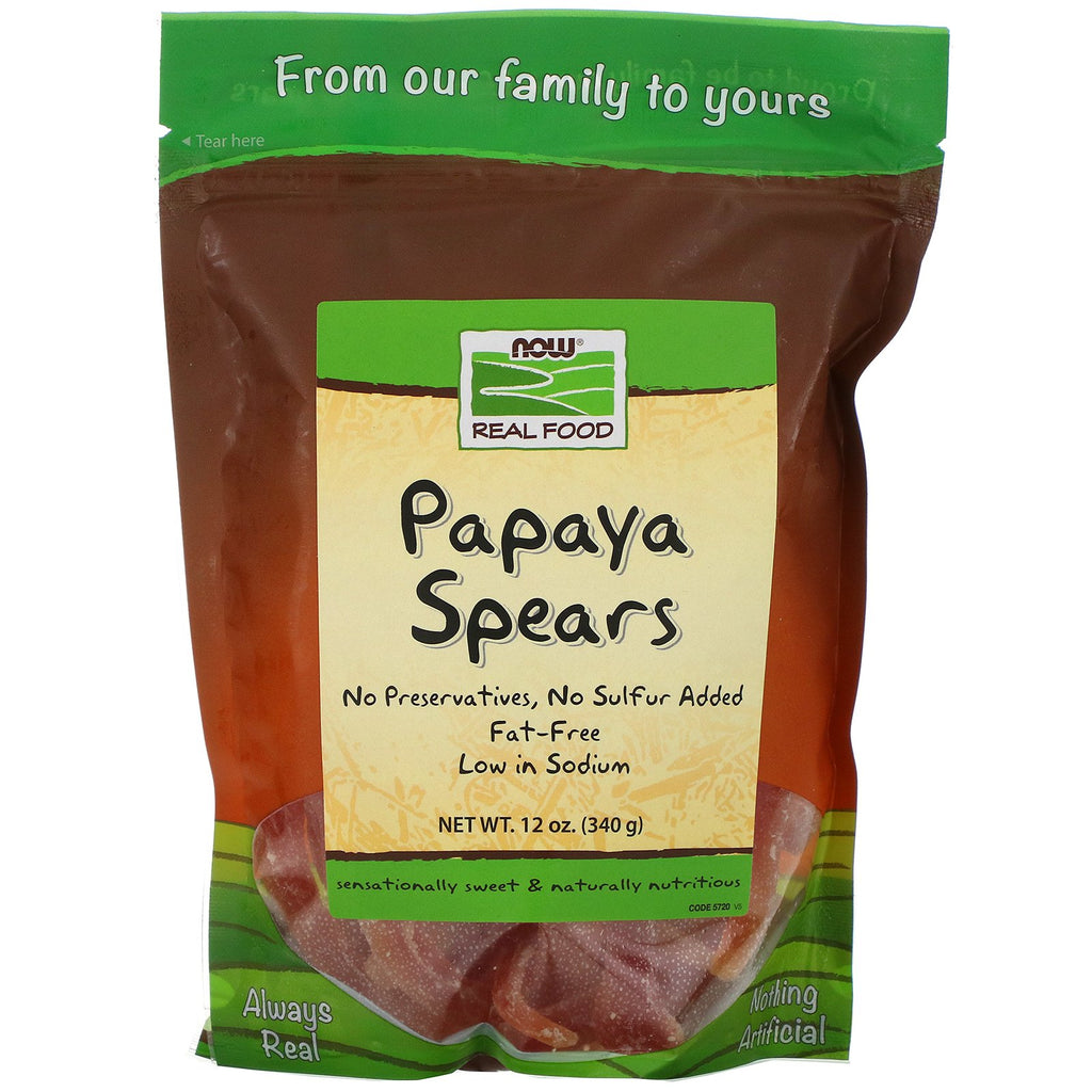 Now Foods, Real Food, Papaya Spears, 12 oz (340 g)