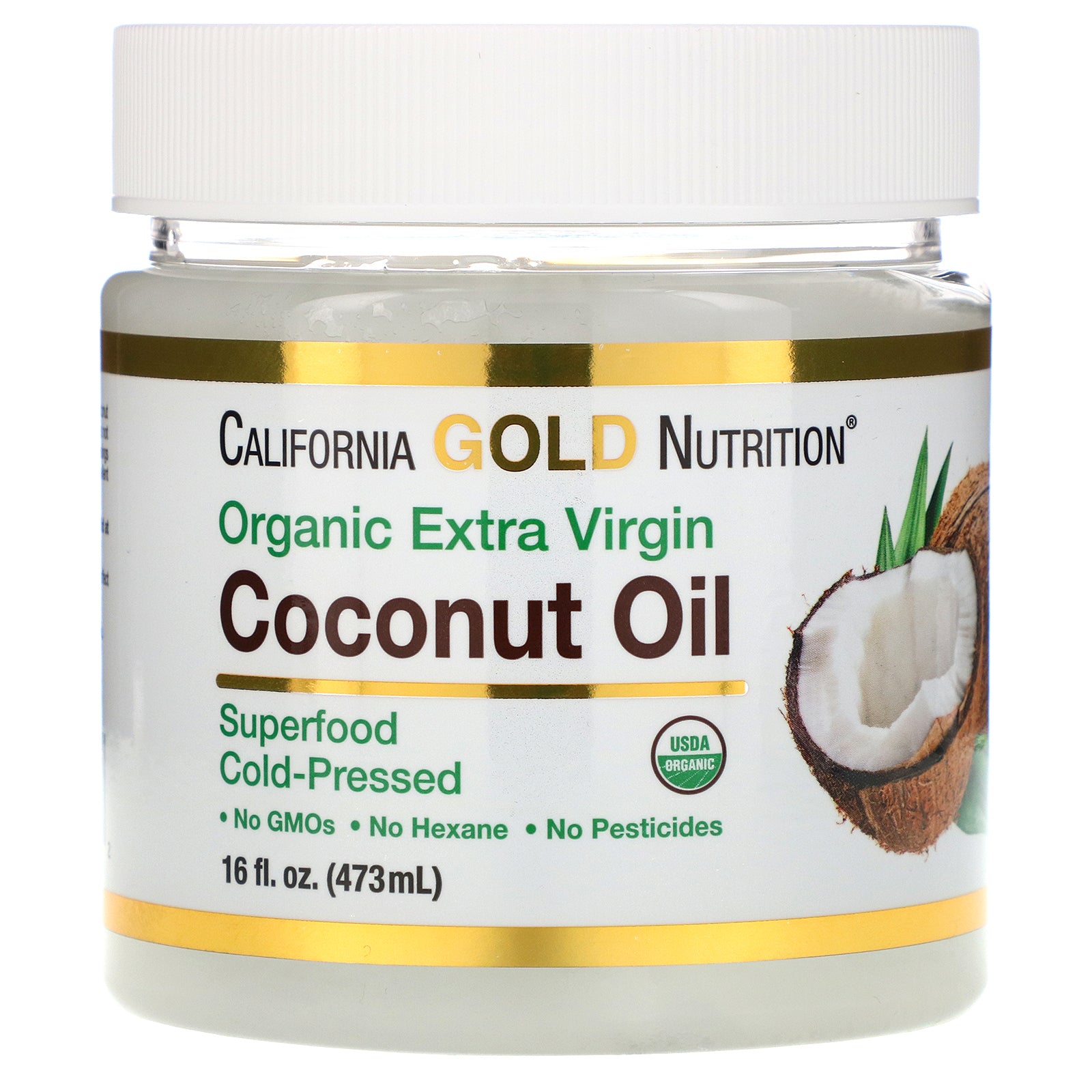 California Gold Nutrition, Cold-Pressed Organic Virgin Coconut Oil, 16 fl oz (473 ml)