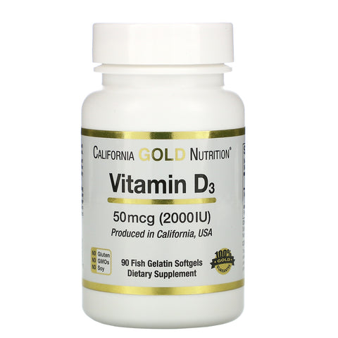 California Gold Nutrition, Vitamin D3, 50 mcg (2,000 IU), 90 Fish Gelatin Softgels