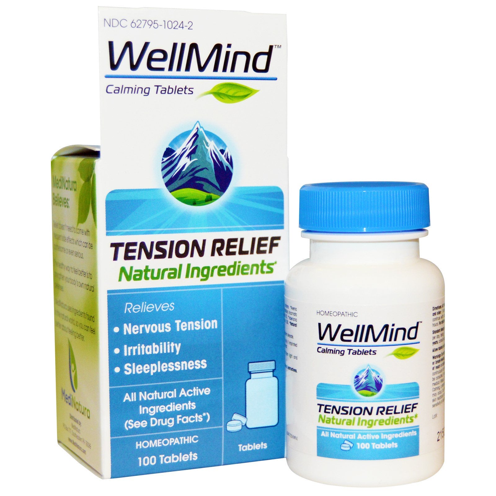 MediNatura, WellMind Calming Tablets, Tension Relief, 100 Tablets