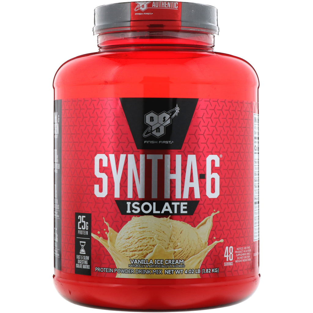 BSN, Syntha-6 Isolate, Protein Powder Drink Mix, Vanilla Ice Cream, 4.02 lbs (1.82 kg)