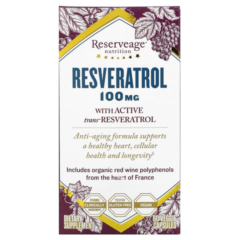 ReserveAge Nutrition, Resveratrol, 100 mg, 60 Veggie Capsules