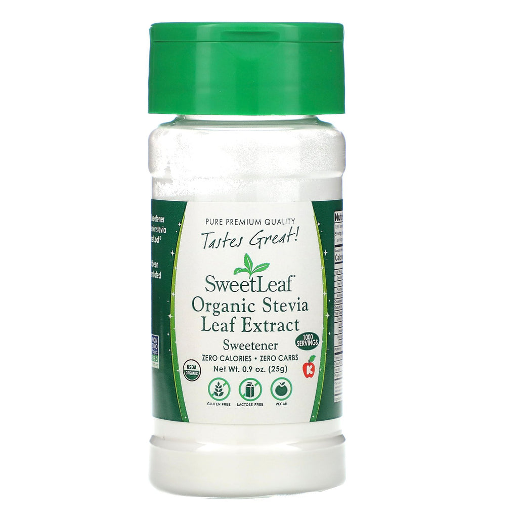 Wisdom Natural, SweetLeaf, Organic Stevia Leaf Extract, Sweetener, .9 oz (25 g)