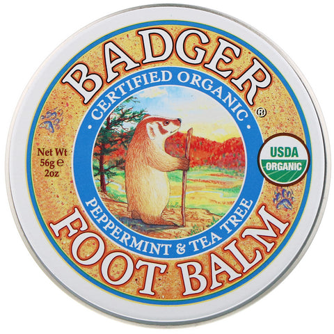 Badger Company, Foot Balm, Peppermint & Tea Tree, 2 oz (56 g)