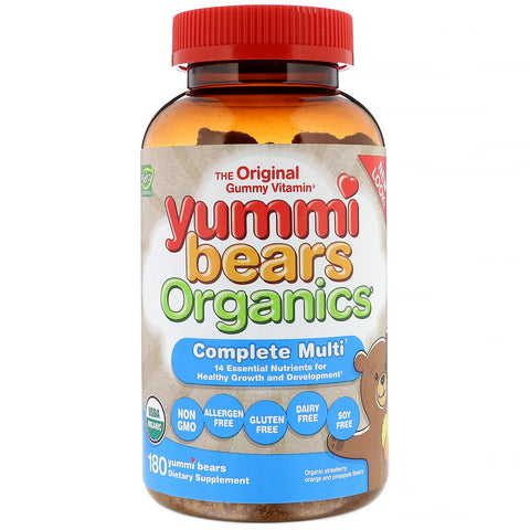 Hero Nutritional Products, Yummi Bears Organics, Complete Multi, Organic Strawberry, Orange and Pineapple Flavors, 180 Yummi Bears