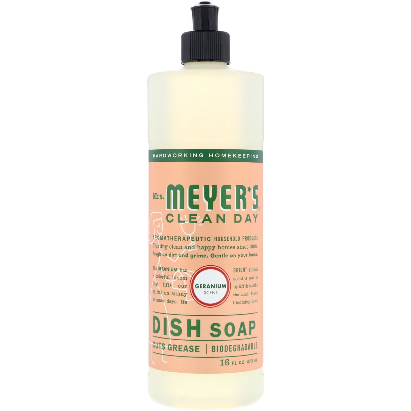 Mrs. Meyers Clean Day, Dish Soap, Geranium Scent, 16 fl oz (473 ml)