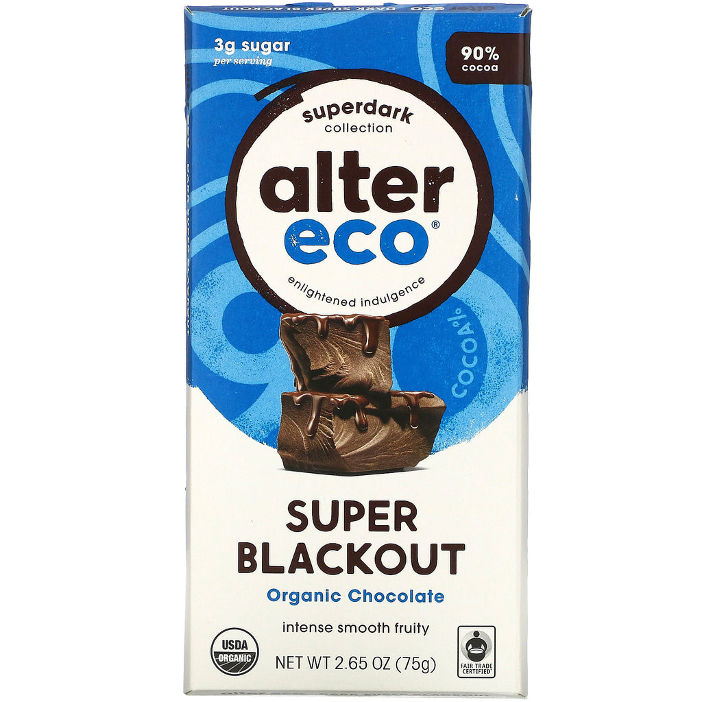 Alter Eco, Organic Chocolate Bar, Super Blackout, 2.65 oz (75 g)
