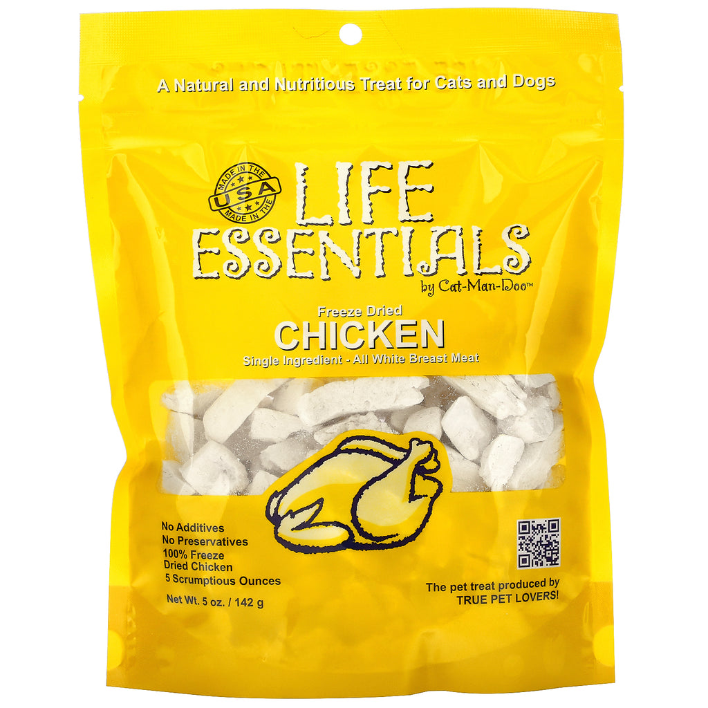 Cat-Man-Doo, Life Essentials, Freeze Dried Chicken, For Cats & Dogs, 5 oz (142 g)