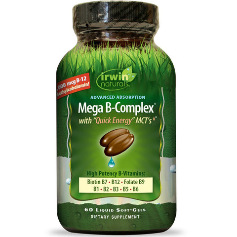 Irwin Naturals, Mega B Complex with Quick Energy MCT's, 60 Liquid Soft-Gels