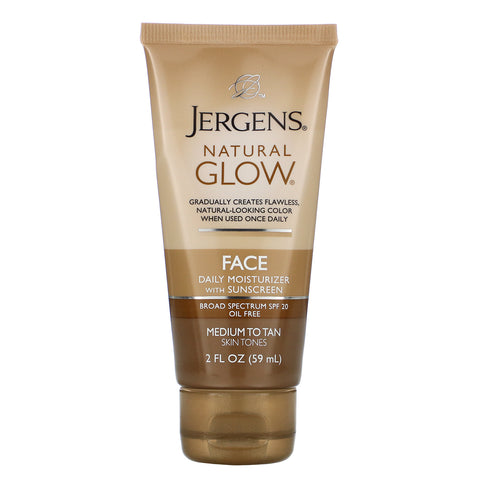 Jergens, Natural Glow, Face Daily Moisturizer, SPF 20, Medium to Tan, 2 fl oz (59 ml)