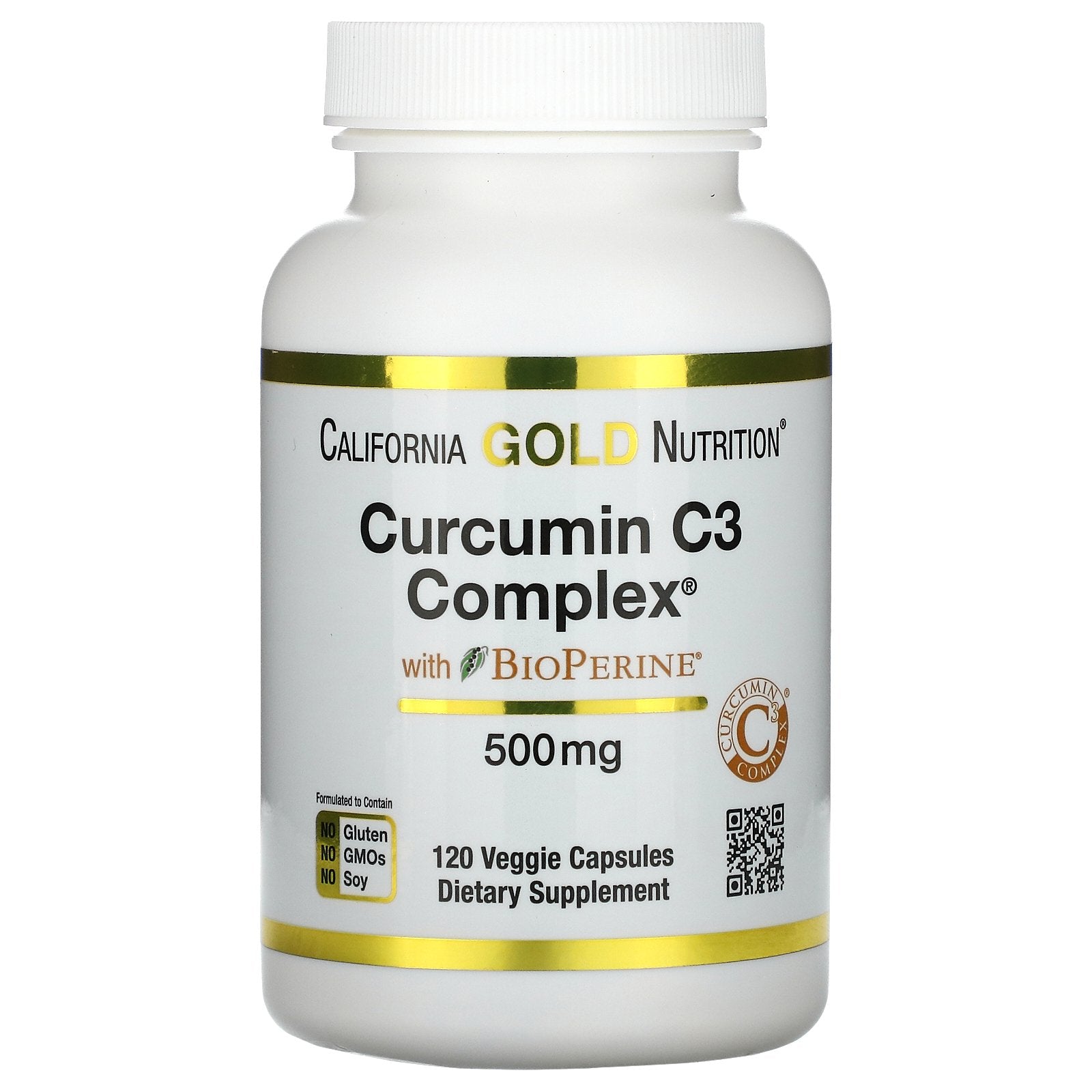 California Gold Nutrition, Curcumin C3 Complex with BioPerine, 500 mg, 120 Veggie Capsules