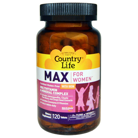 Country Life, Max for Women, Multivitamin & Mineral Complex with Iron, 120 Tablets