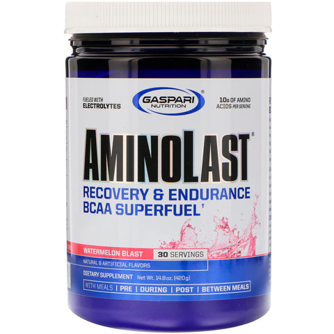 Gaspari Nutrition, Aminolast, Recovery & Endurance, BCAA Superfuel, Watermelon Blast, 14.8 oz (420 g)