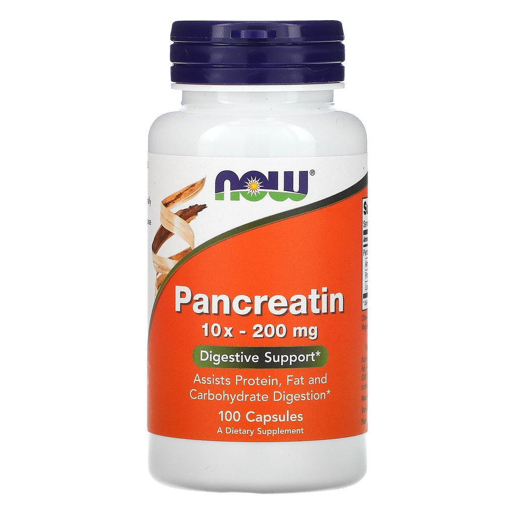 Now Foods, Pancreatin, 10X - 200 mg, 100 Capsules