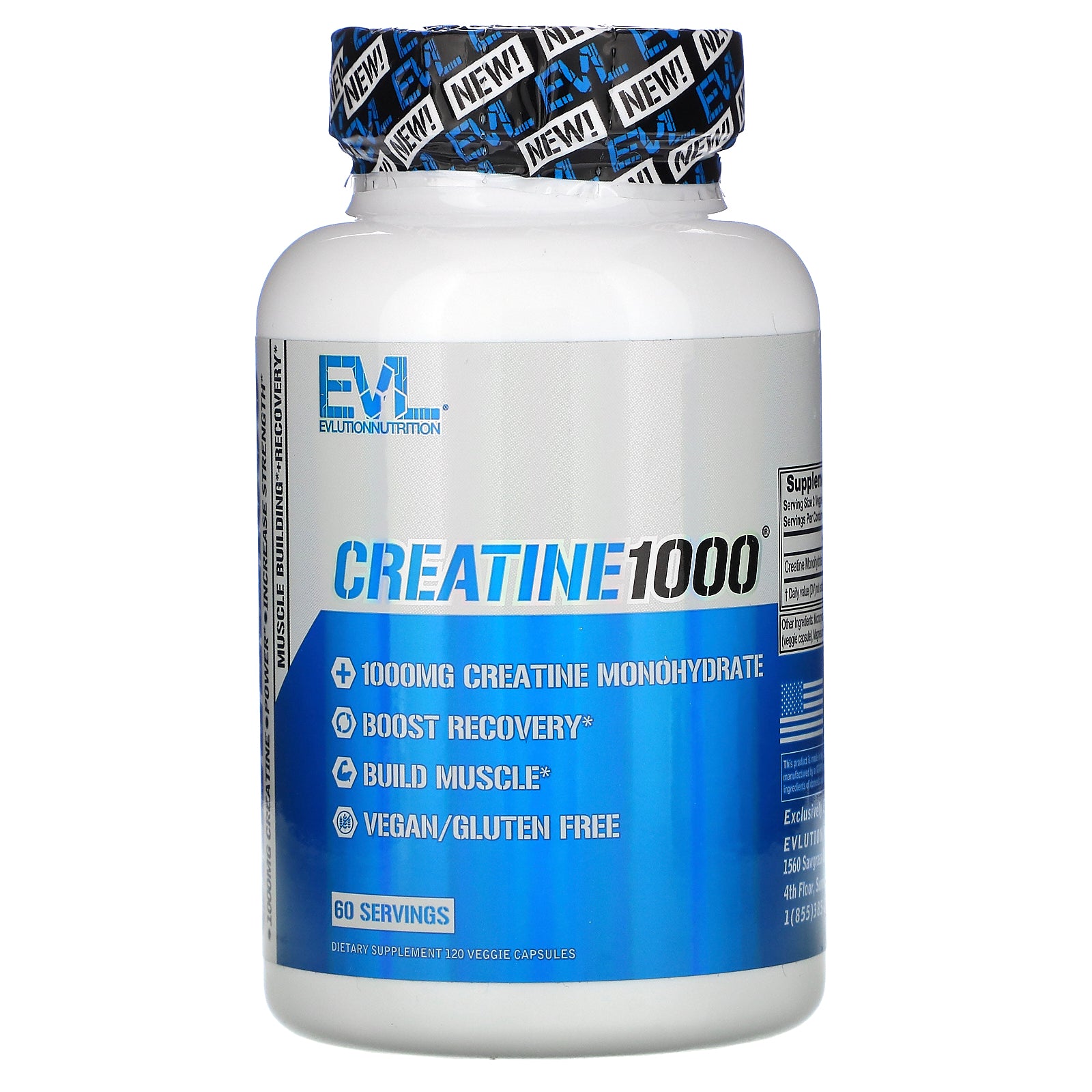 EVLution Nutrition, Creatine1000, 1,000 mg, 120 Veggie Capsules