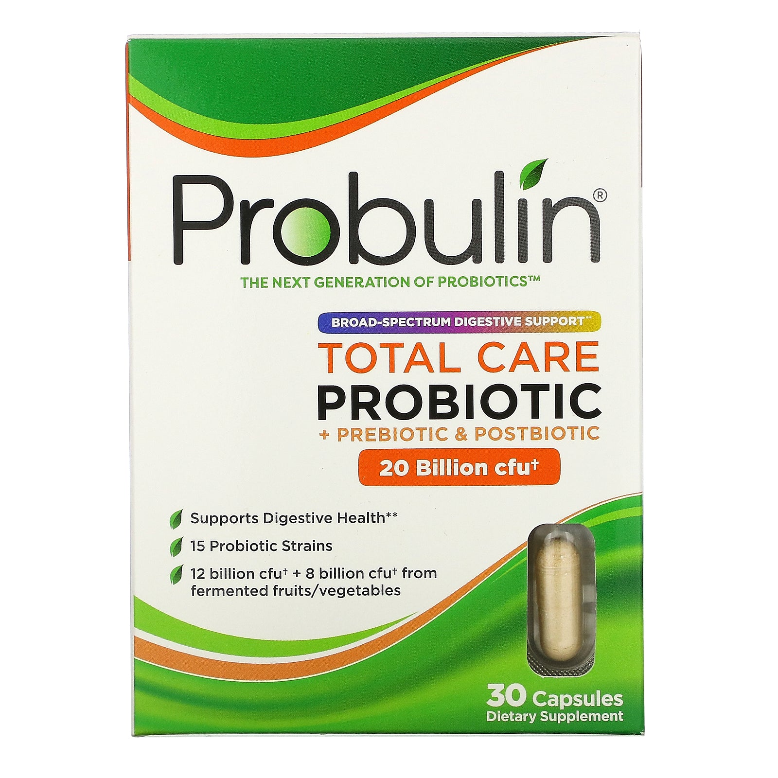 Probulin, Total Care Probiotic, 20 Billion CFU, 30 Capsules